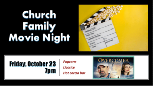 Movie Night Banner for Overcomer with Event Details