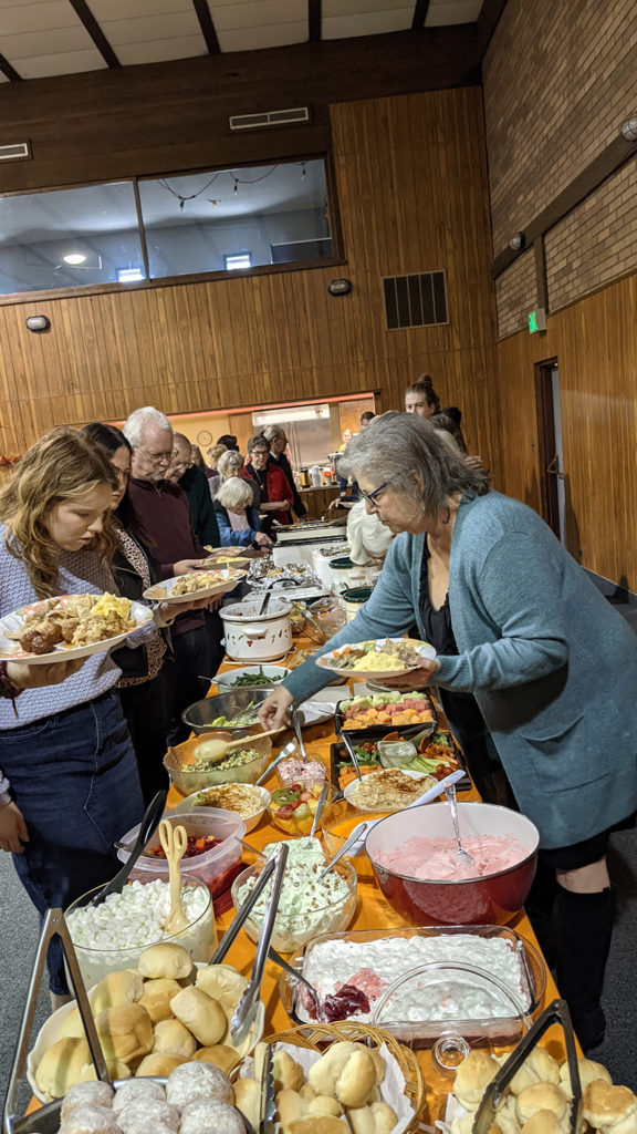 Thanksgiving dinner at church - food line