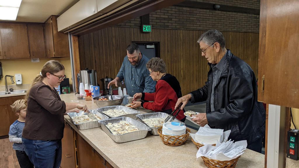 Church members enjoy the delicious food
